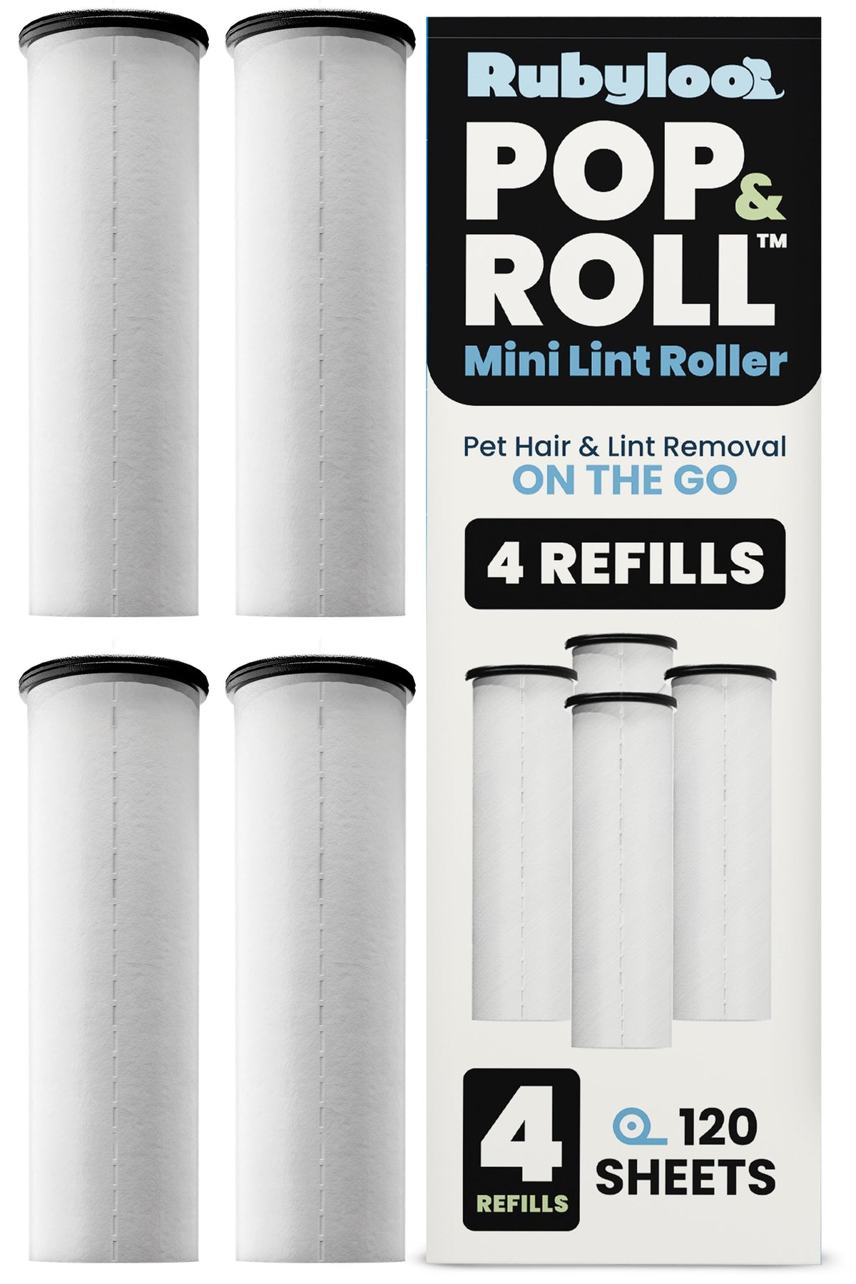 Rubyloo Retractable Mini Lint Roller & Refills